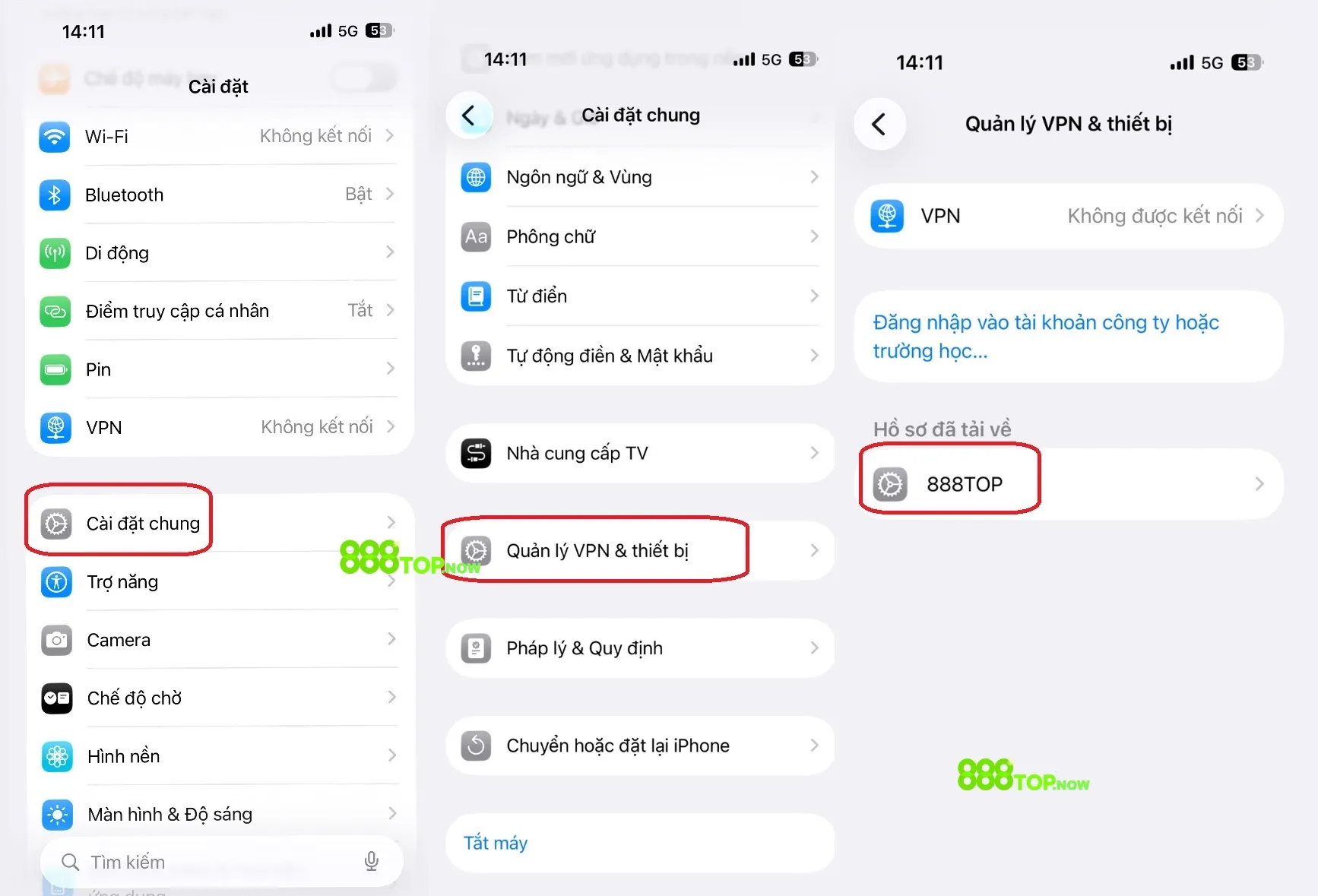3 bước cài đặt sau khi tải app 888top ios về máy