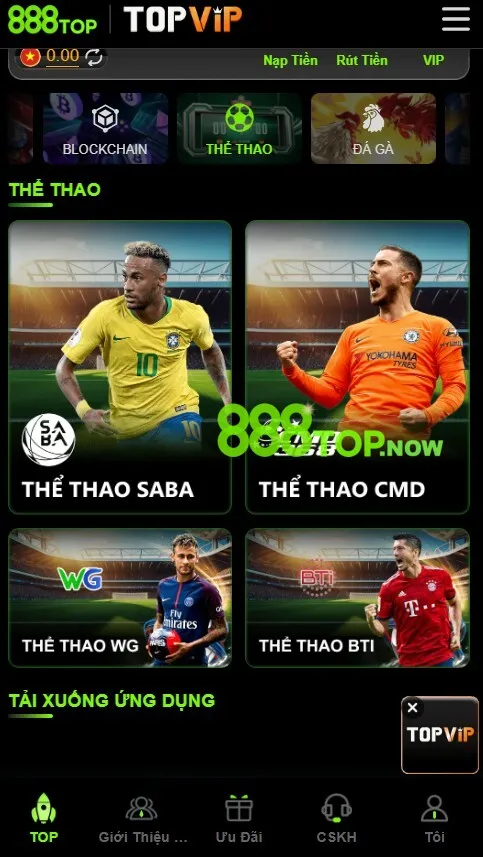 dòng thể thao có trên 888top